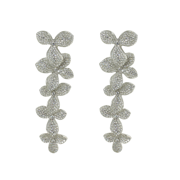Silver flower drop earrings 