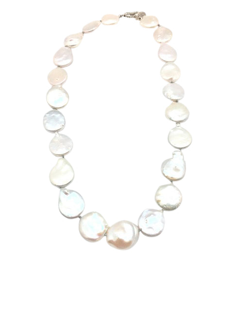 WHITE COIN PEARL CHOKER NECKLACE
