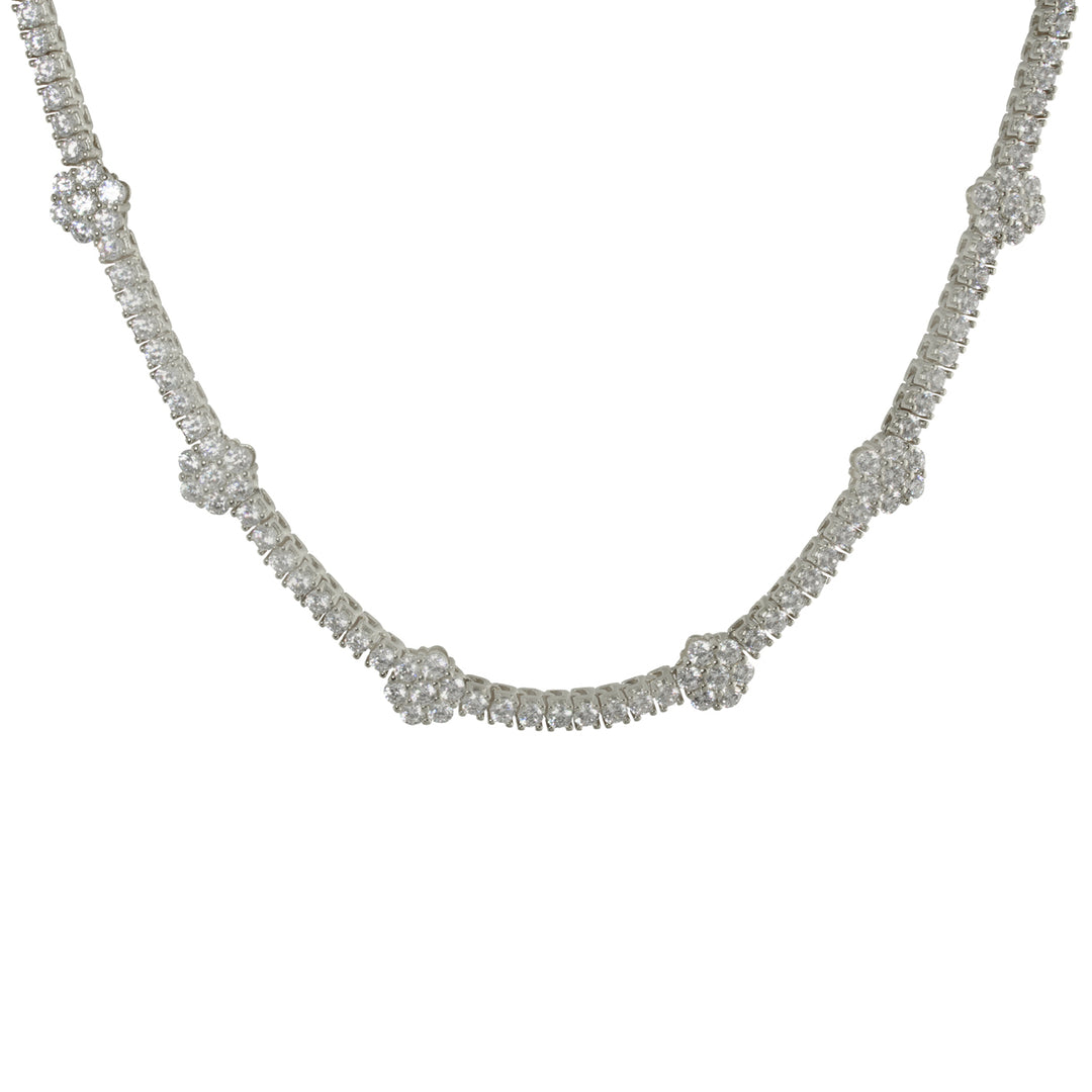CZ FLOWER TENNIS NECKLACE