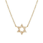 Gold diamond star of David necklace 14 K