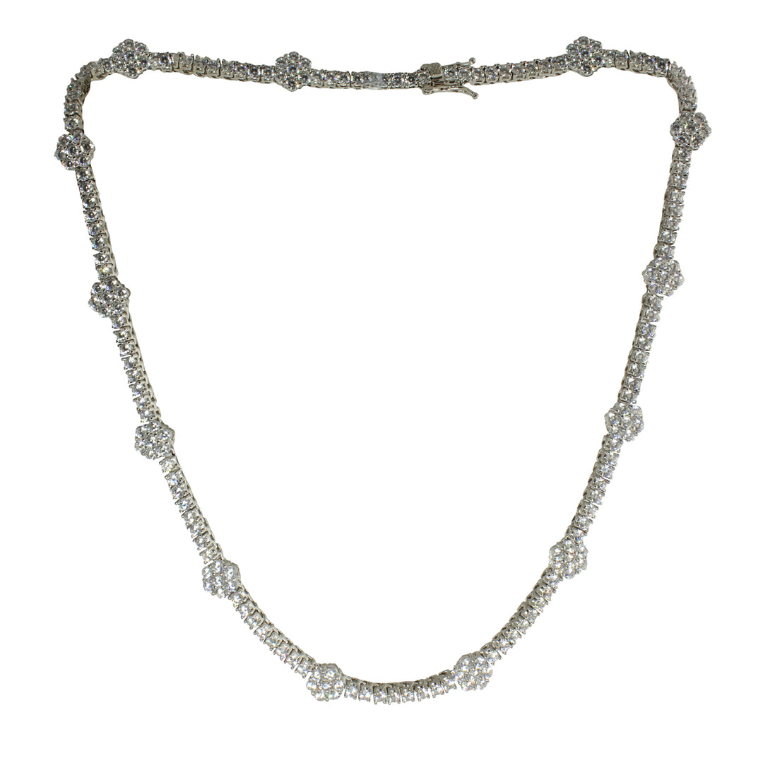 CZ FLOWER TENNIS NECKLACE