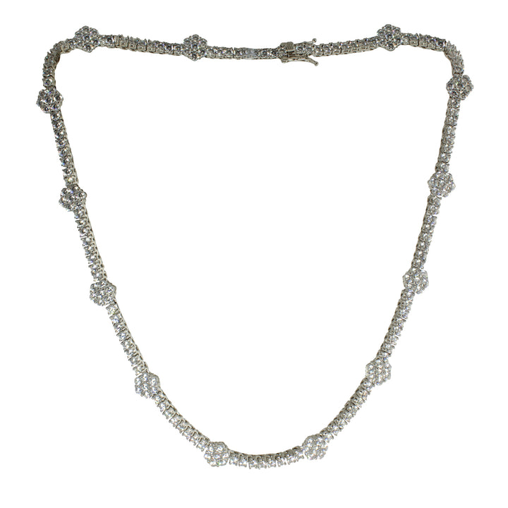 CZ FLOWER TENNIS NECKLACE