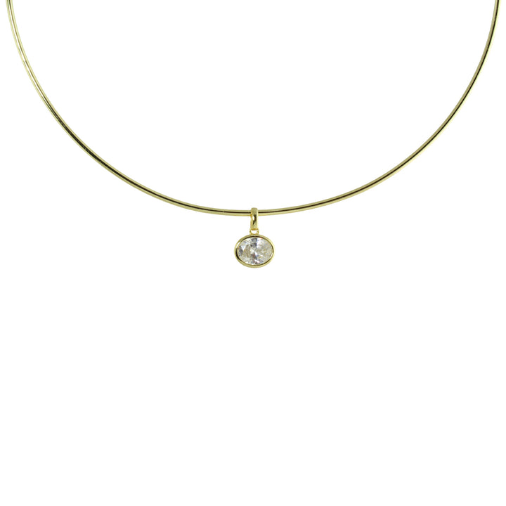 HARD WIRE OVAL CHARM CHOKER