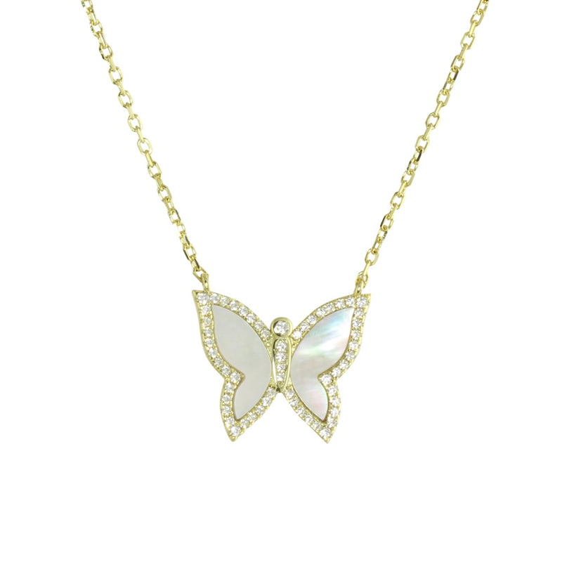 Mother of pearl butterfly necklace