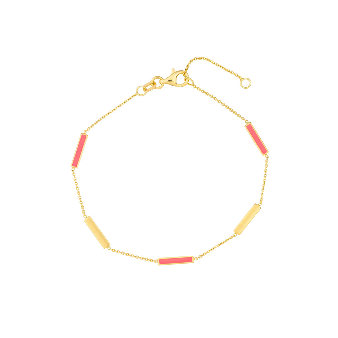 Pink enamel bar bracelet