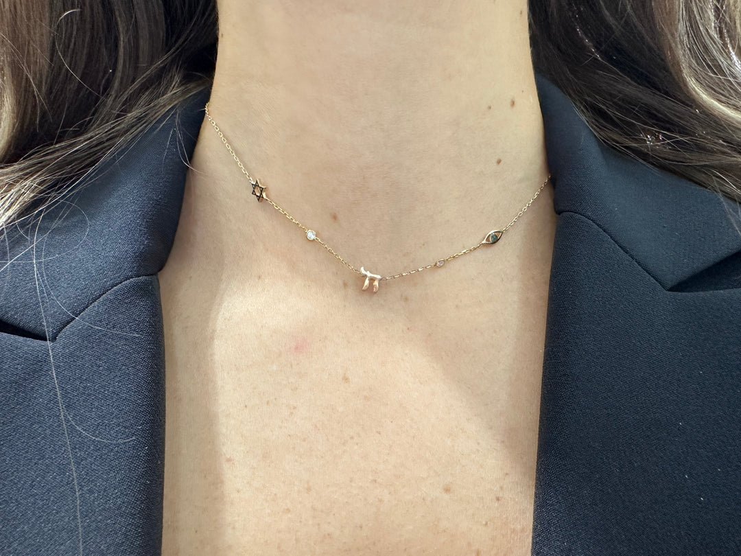 MINI STAR OF DAVID CHAI EYE NECKLACE  (or bracelet)