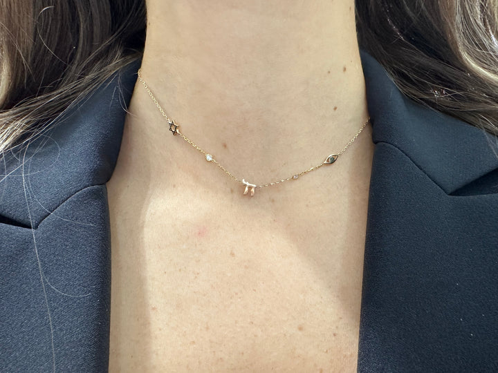 MINI STAR OF DAVID CHAI EYE NECKLACE  (or bracelet)