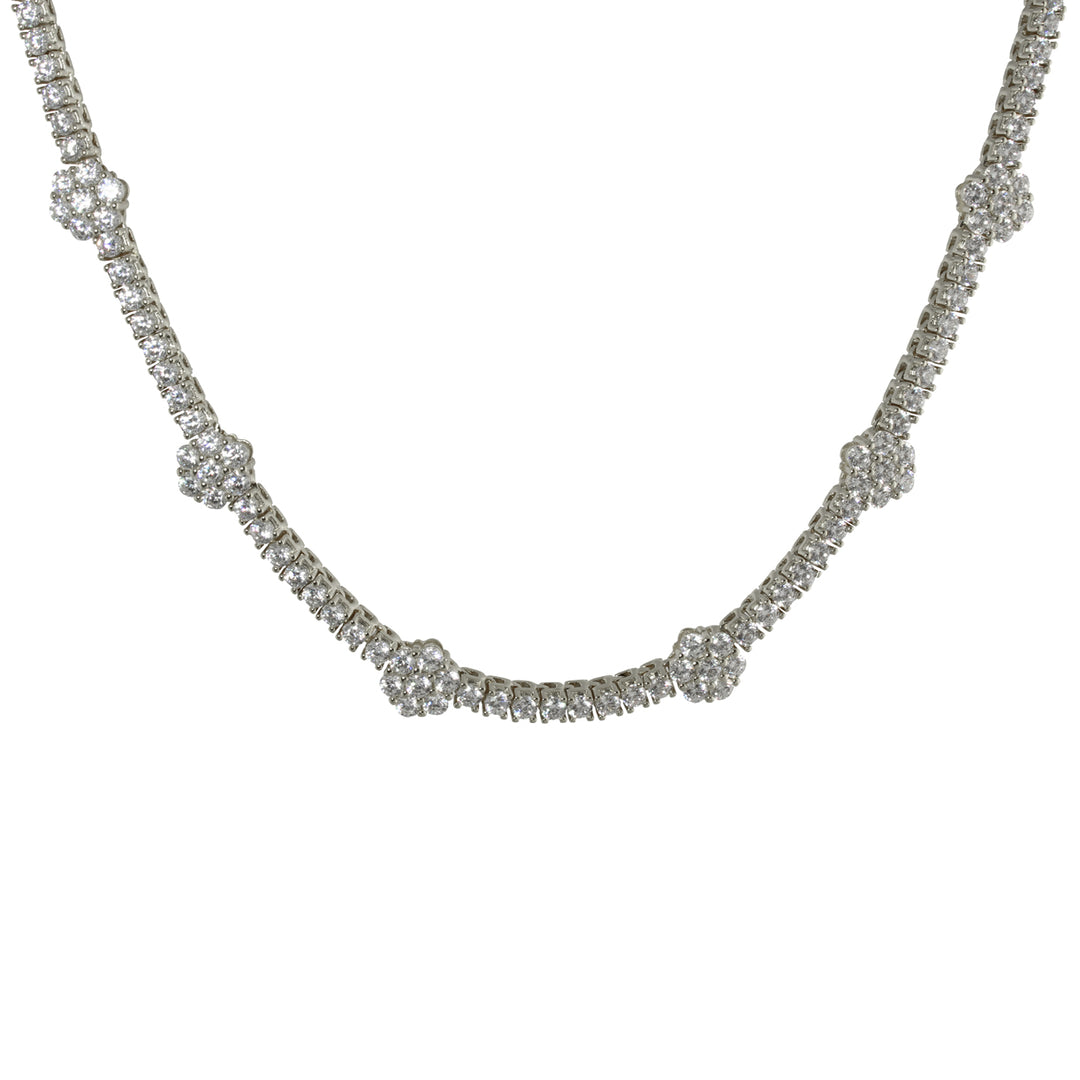 CZ FLOWER TENNIS NECKLACE