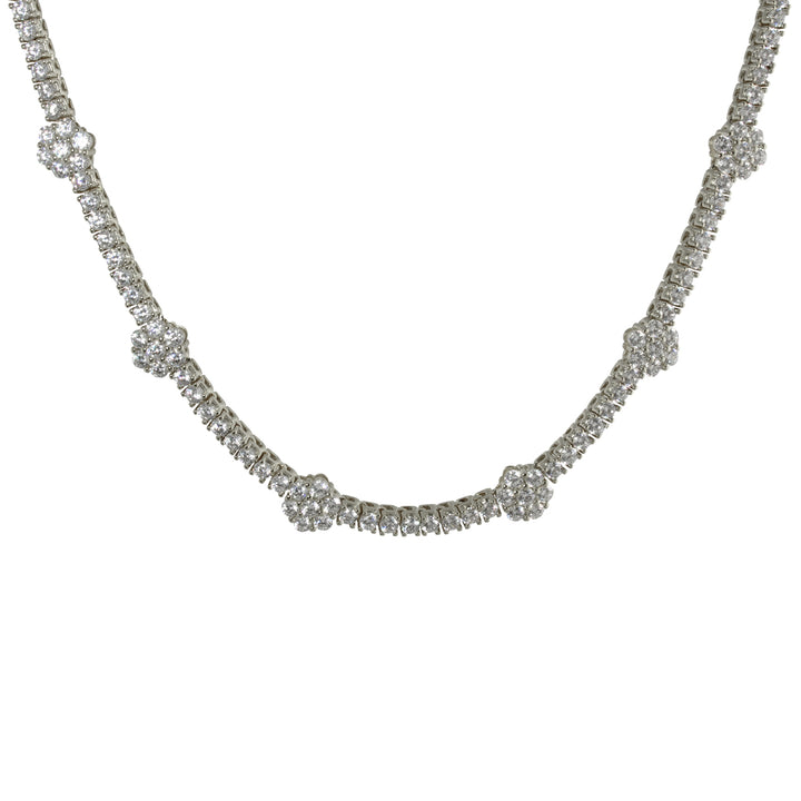 CZ FLOWER TENNIS NECKLACE