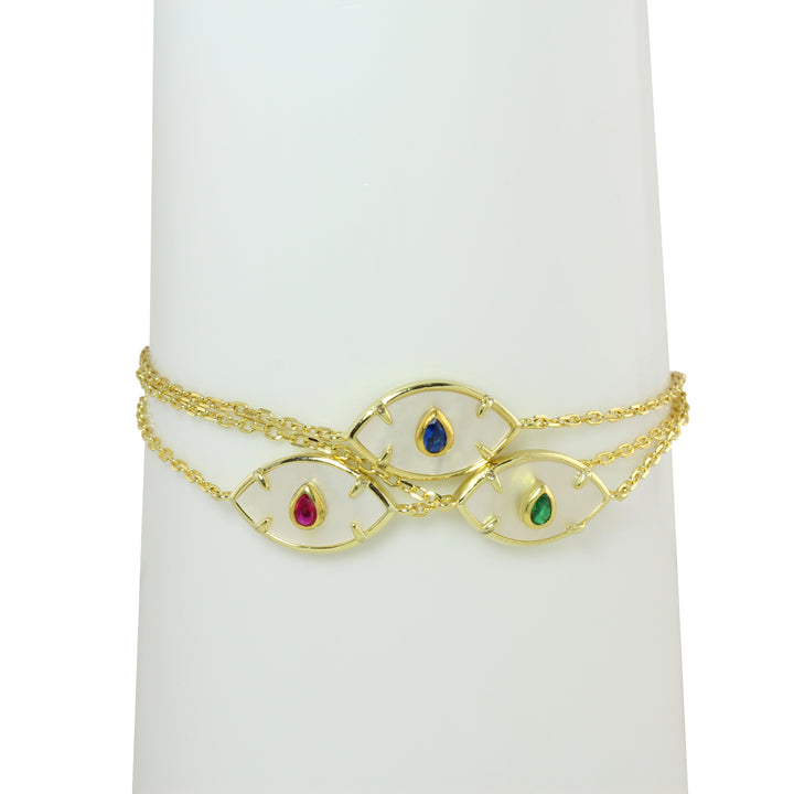 MOTHER OF PEARL EVIL EYE BRACELET