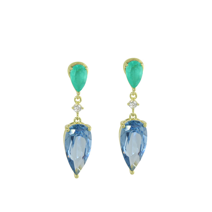 GREEN AND BLUE DOUBLE PEAR DROP EARRINGS