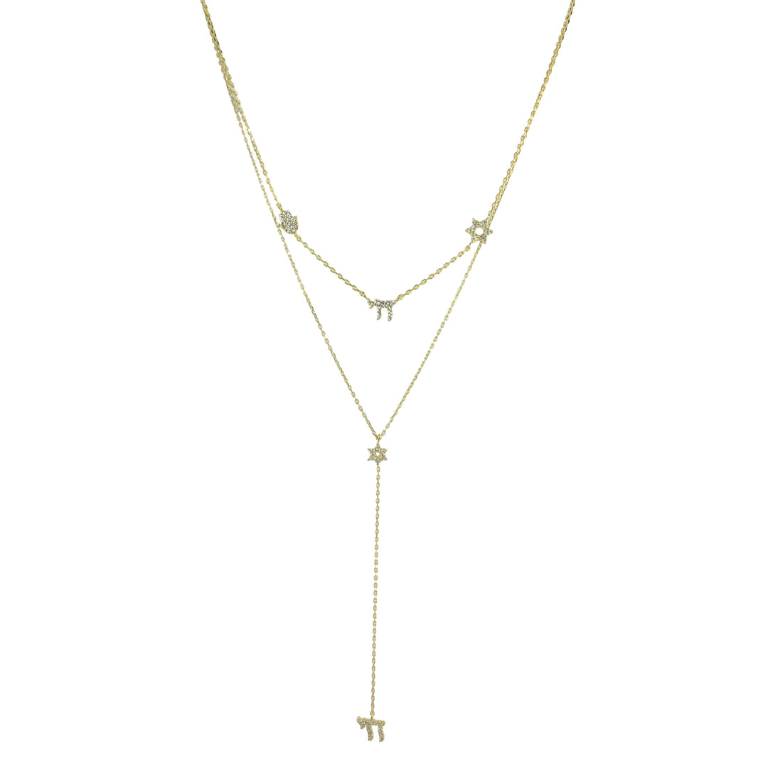 PAVÈ STAR CHAI HAMSA NECKLACE LARIAT SET