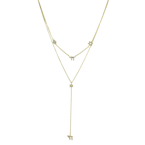 PAVÈ STAR CHAI HAMSA NECKLACE LARIAT SET