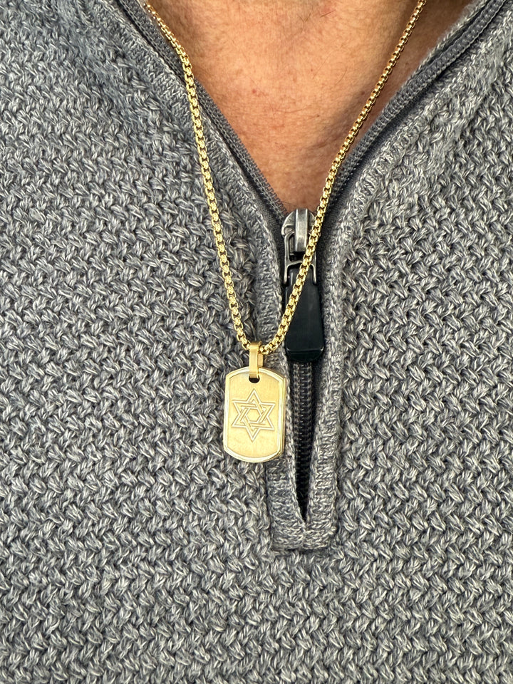 MENS STAR OF DAVID DOG TAG NECKLACE