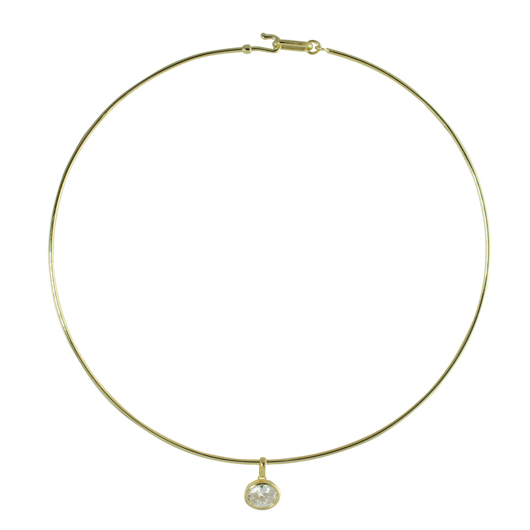 HARD WIRE OVAL CHARM CHOKER