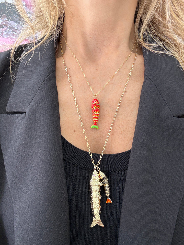 SINGLE ENAMEL FISH NECKLACE