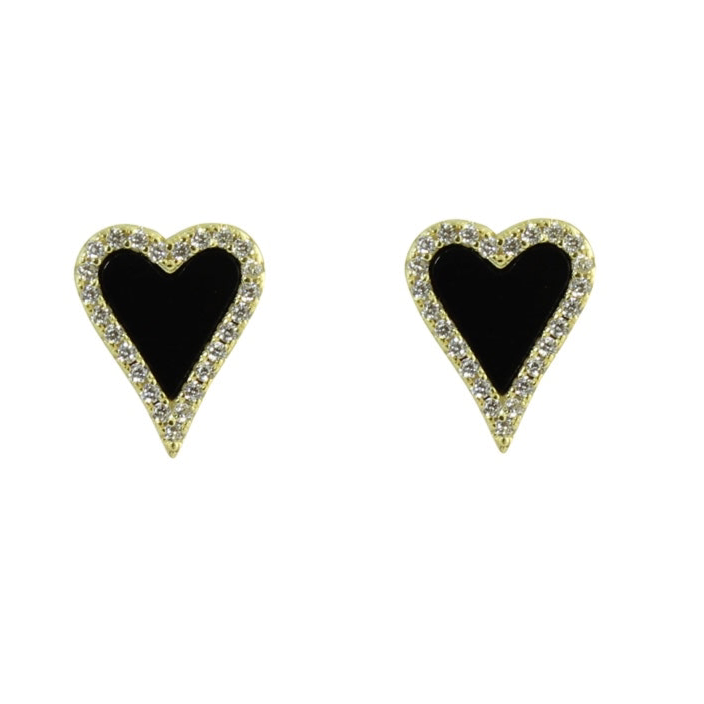 ENAMEL ELONGATED HEART EARRINGS