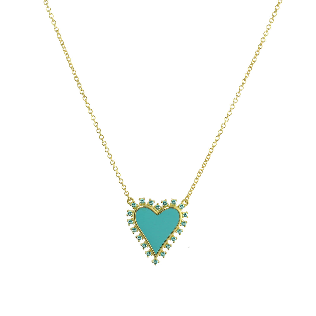 TWO TONE ENAMEL HEART NECKLACE