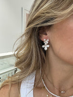 PAVÈ DOUBLE FLOWER DROP EARRINGS