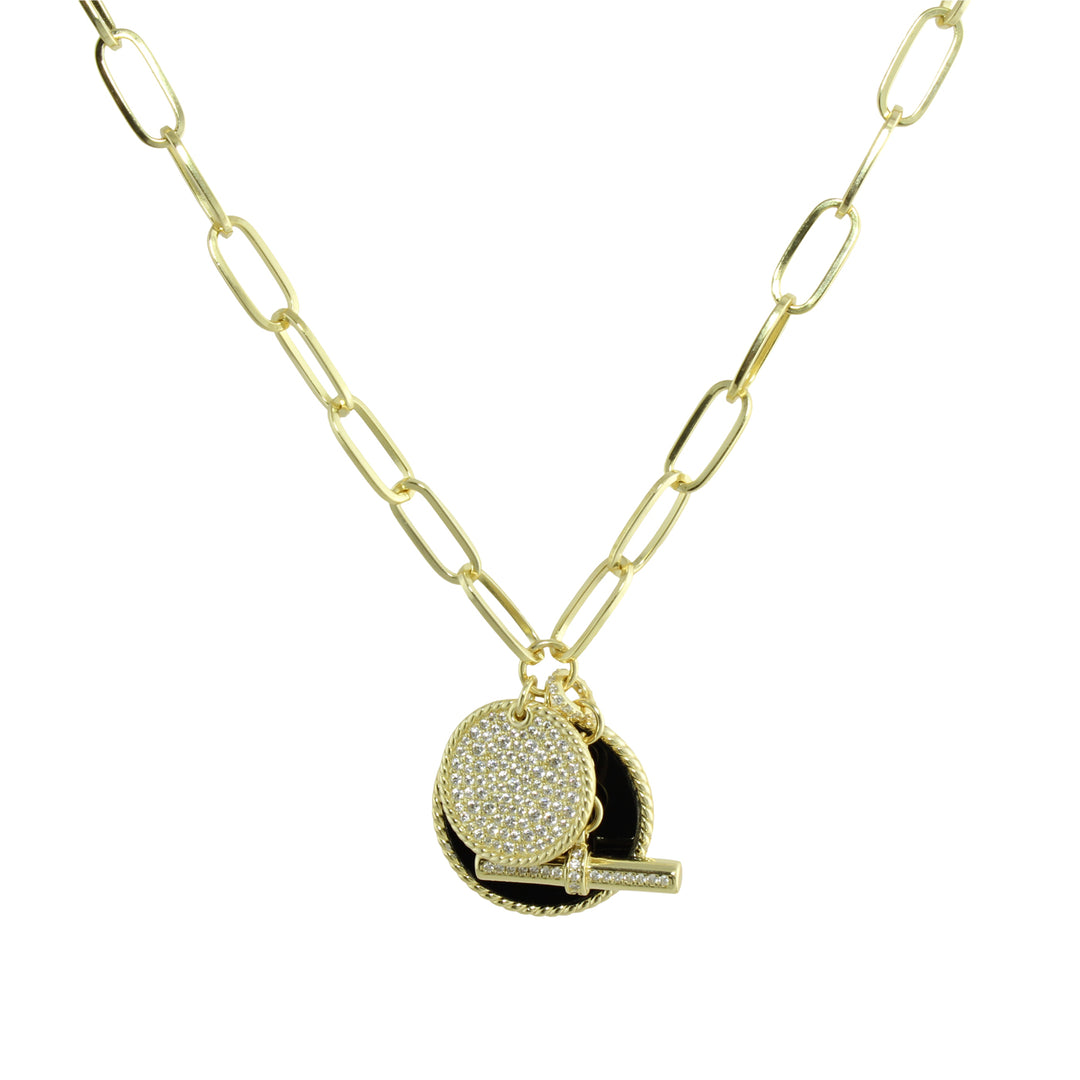 DISC &amp; TOGGLE CHARM NECKLACE