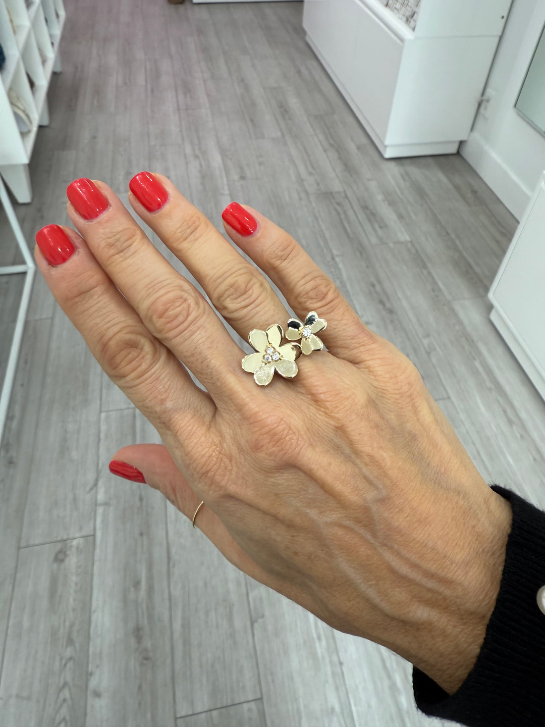 GOLD DOUBLE FLOWER RING