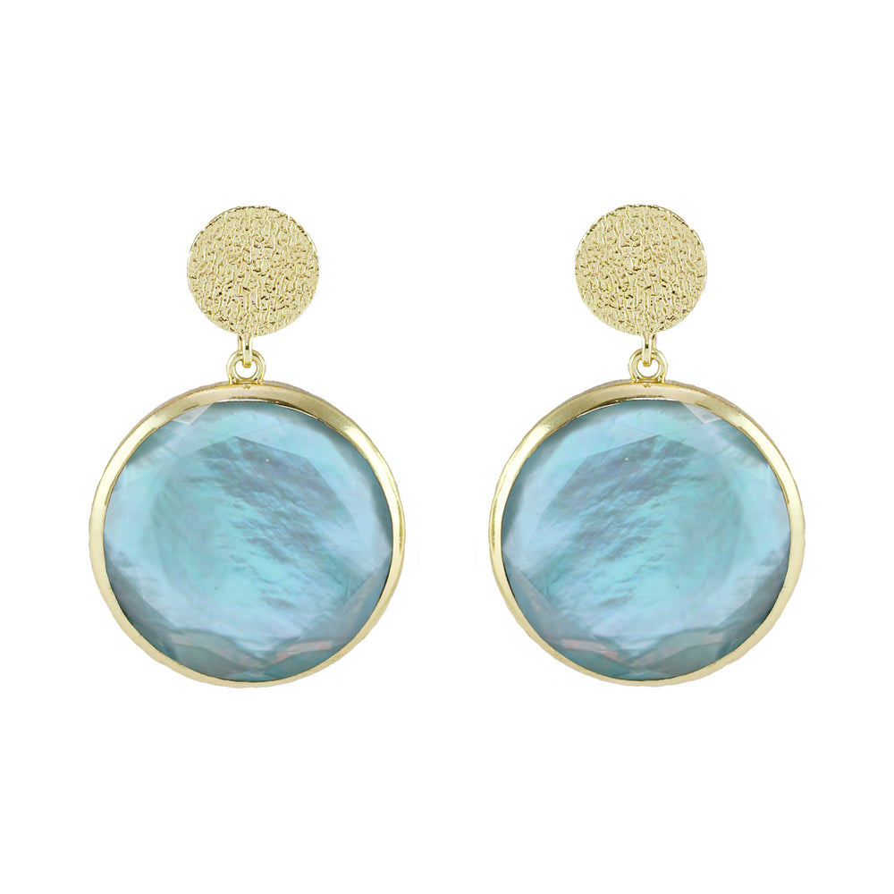 blue topaz circle drop earrings 