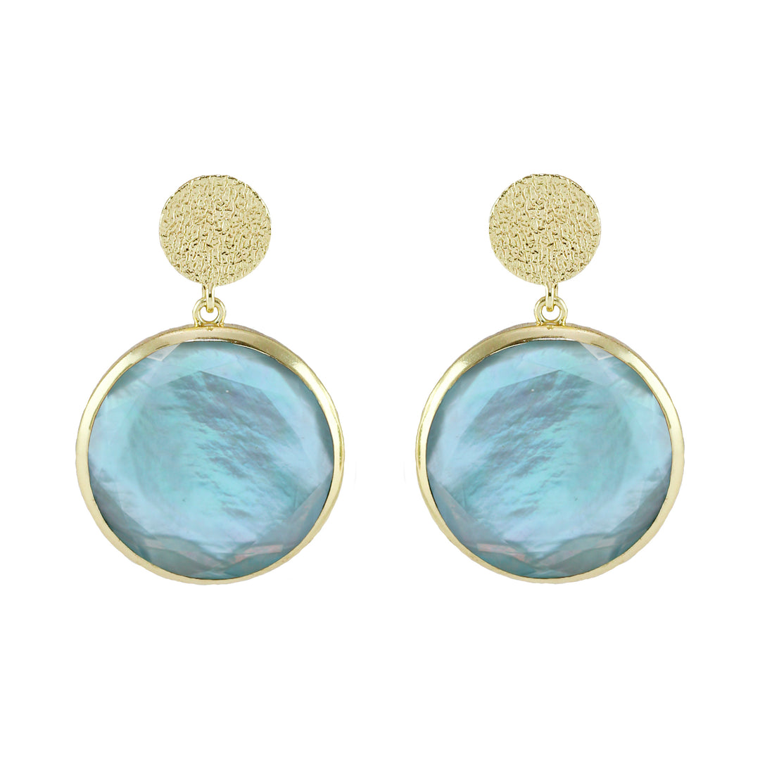 blue topaz circle drop earrings 