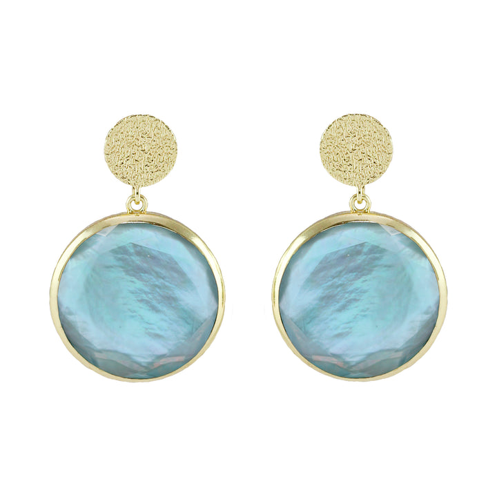blue topaz circle drop earrings 