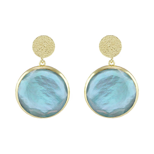blue topaz circle drop earrings 