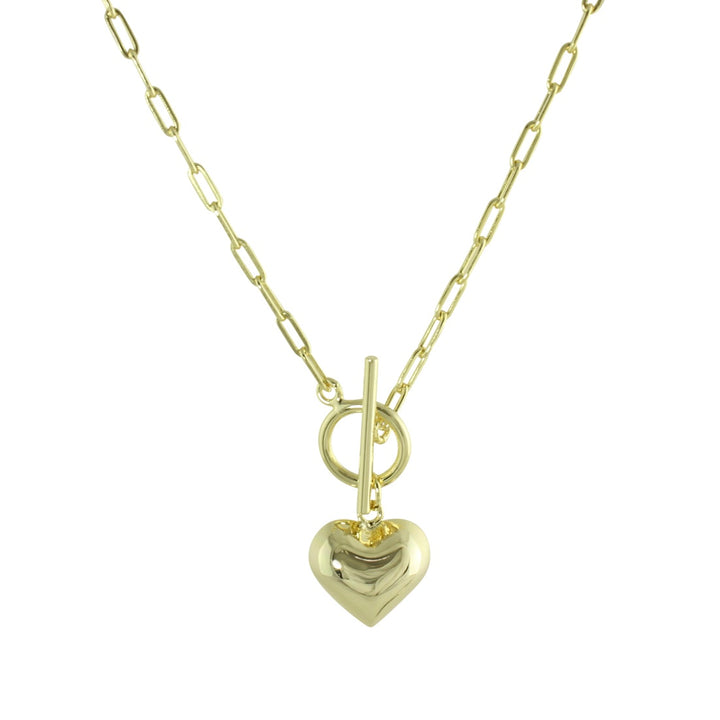 PUFFY HEART TOGGLE NECKLACE