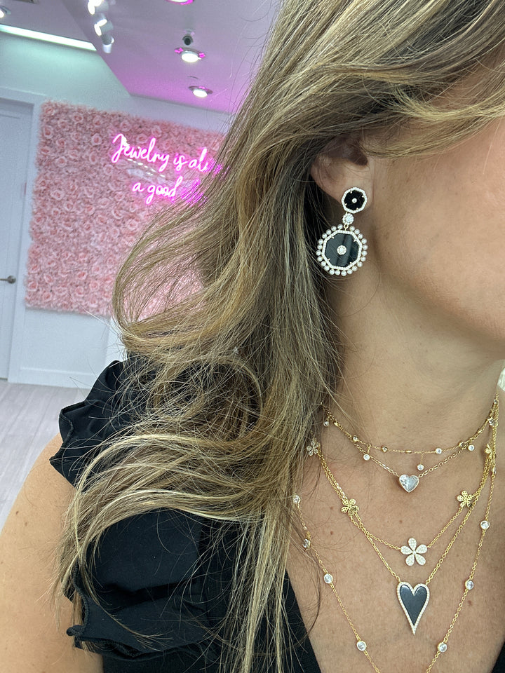OCTAGON PEARL BOARDER DROP EARRINGS