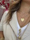 FANCY CZ LINK FLUTED HEART NECKLACE