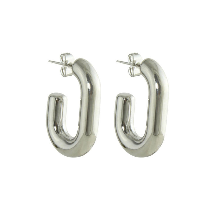 OPEN PUFFED RECTANGLE HOOP EARRINGS