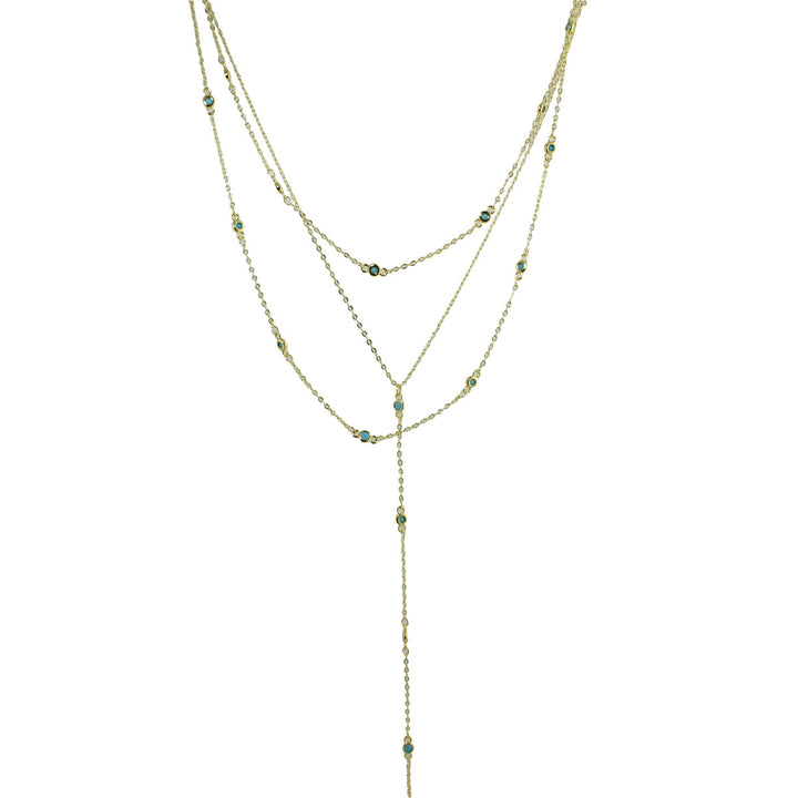 THREE LAYER DIAMOND STATION LARIAT NECKLACE