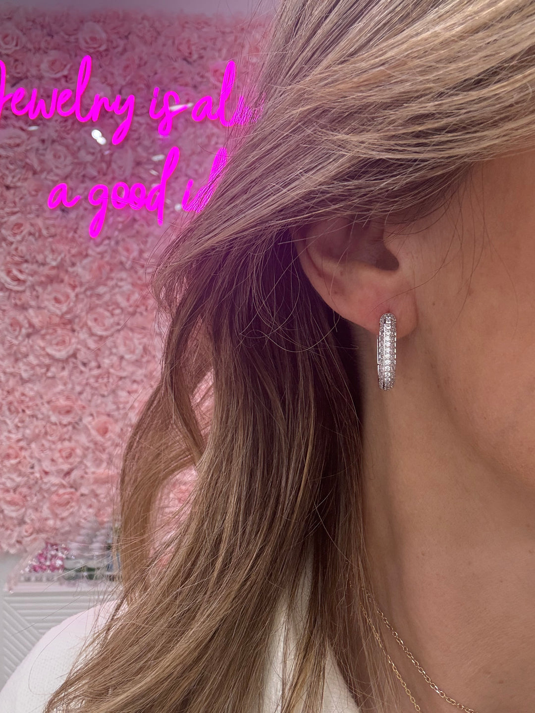 CZ CHUNKY RECTANGLE HOOPS