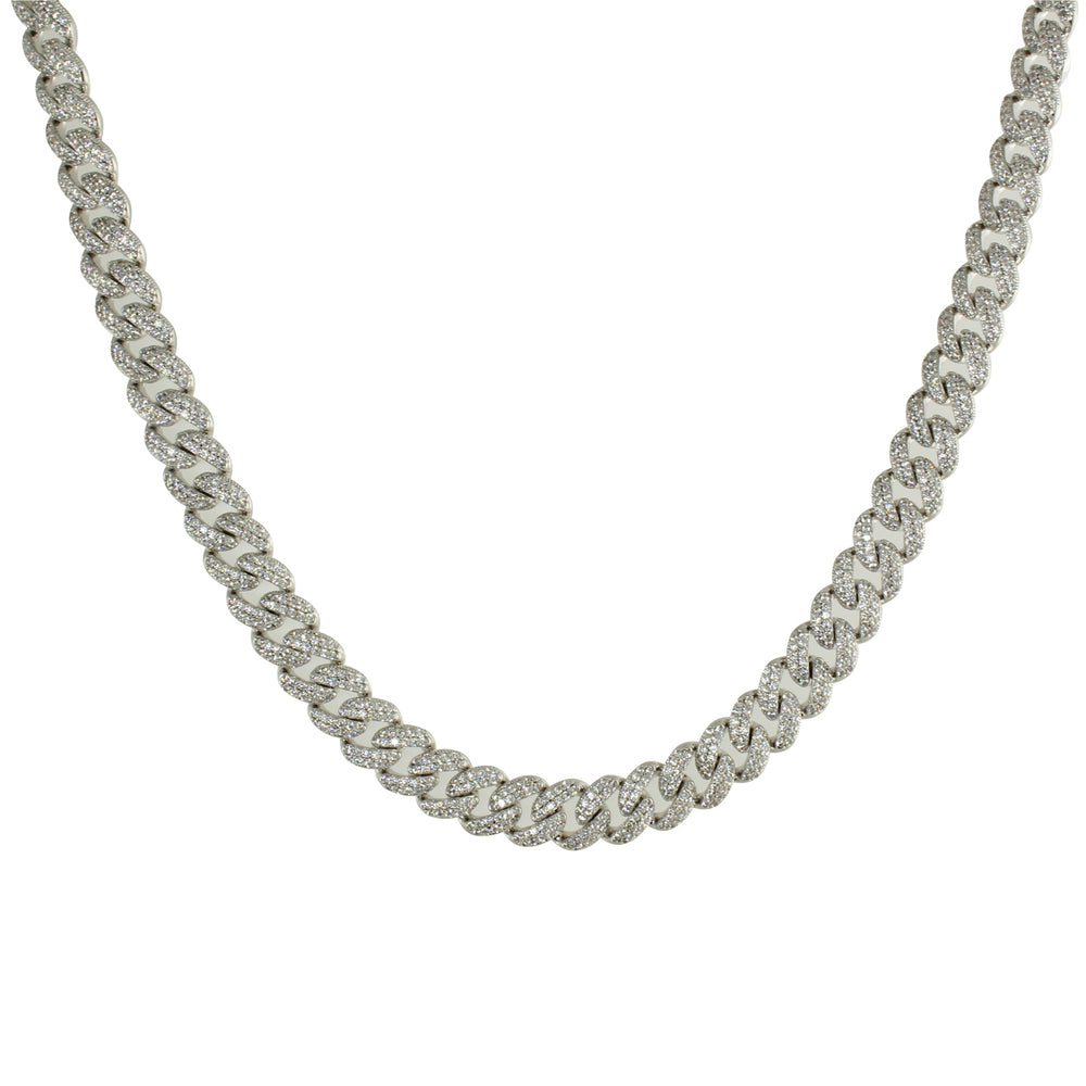 Silver pavè cuban Link necklace