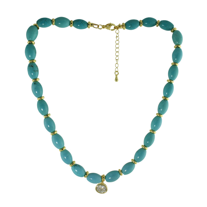 COLOR BEAD OVAL SOLITAIRE NECKLACE