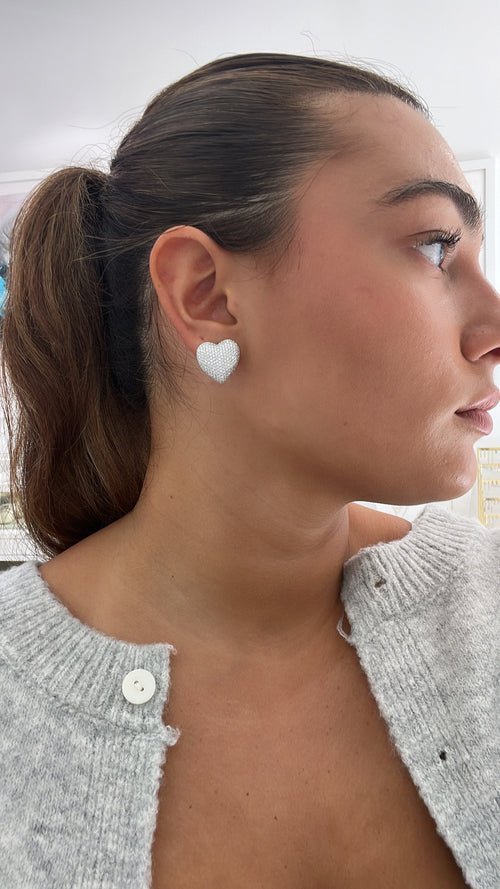 PAVÈ DOME HEART STUD EARRINGS