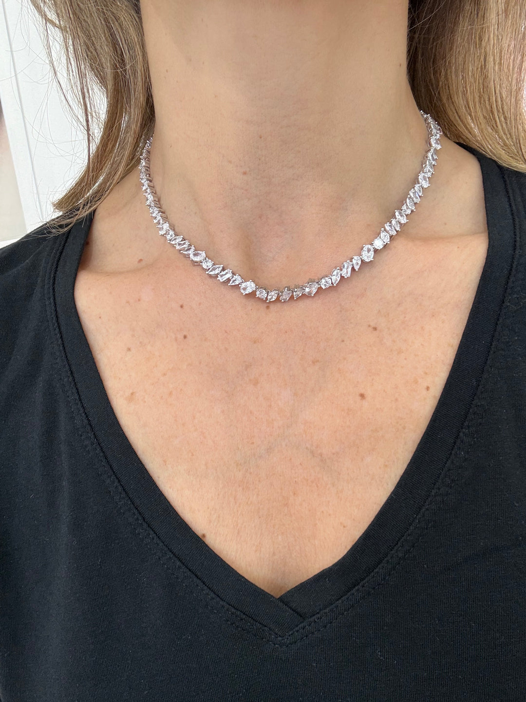 MIXED SHAPE TENNIS NECKLACE
