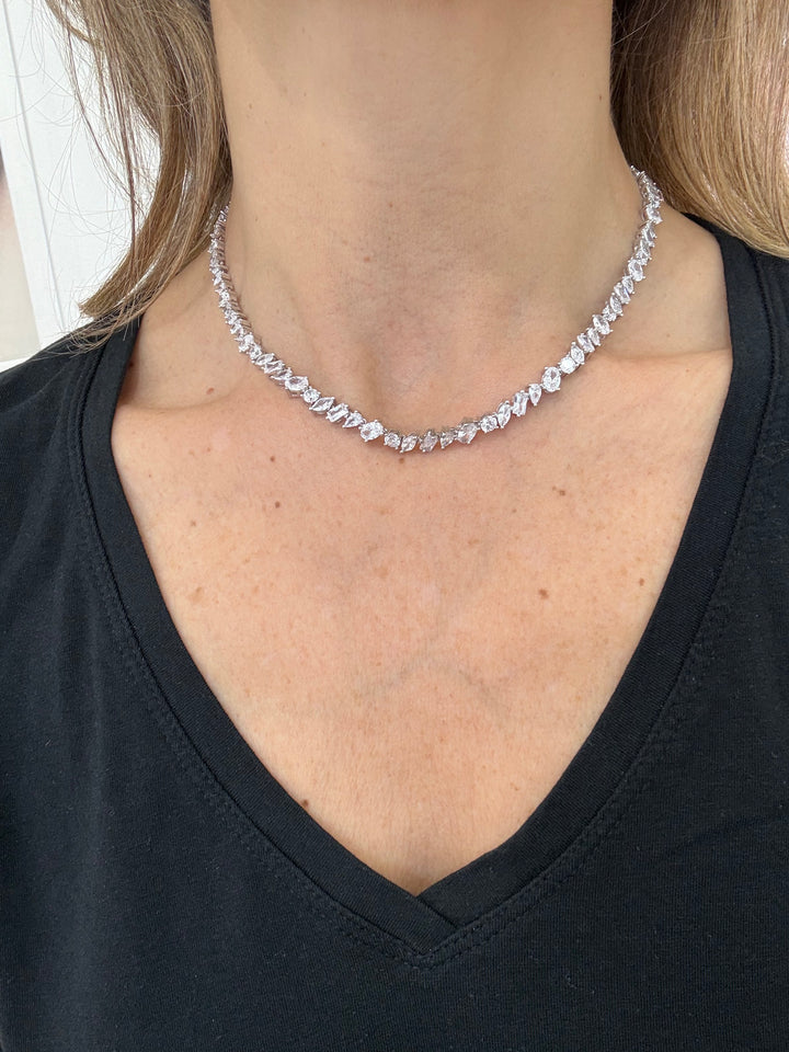 MIXED SHAPE TENNIS NECKLACE