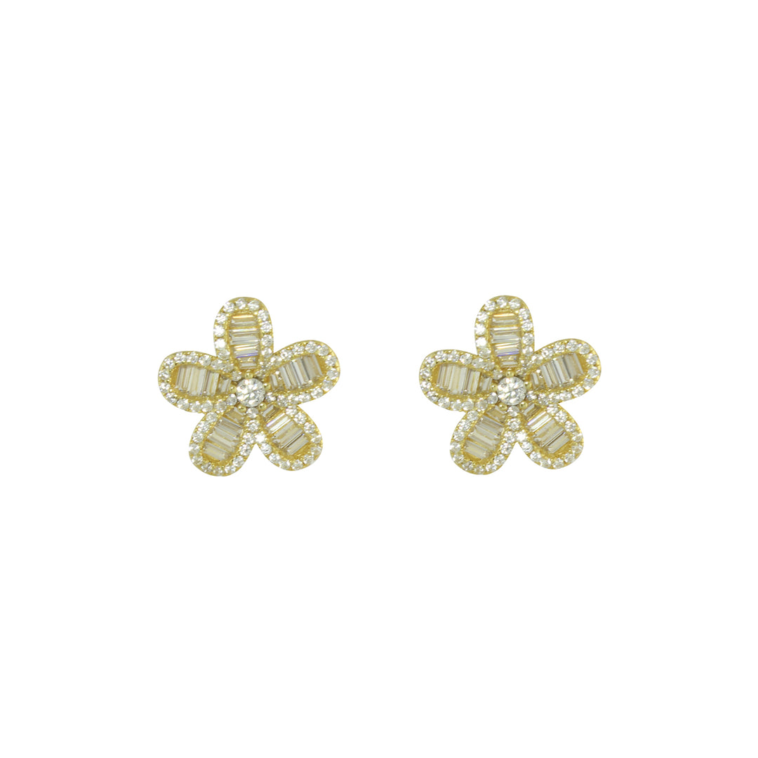 BAGUETTE FLOWER STUD EARRINGS