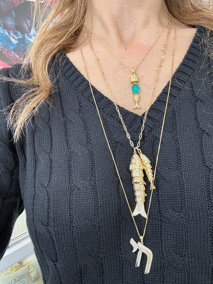 DOUBLE FISH LINK NECKLACE