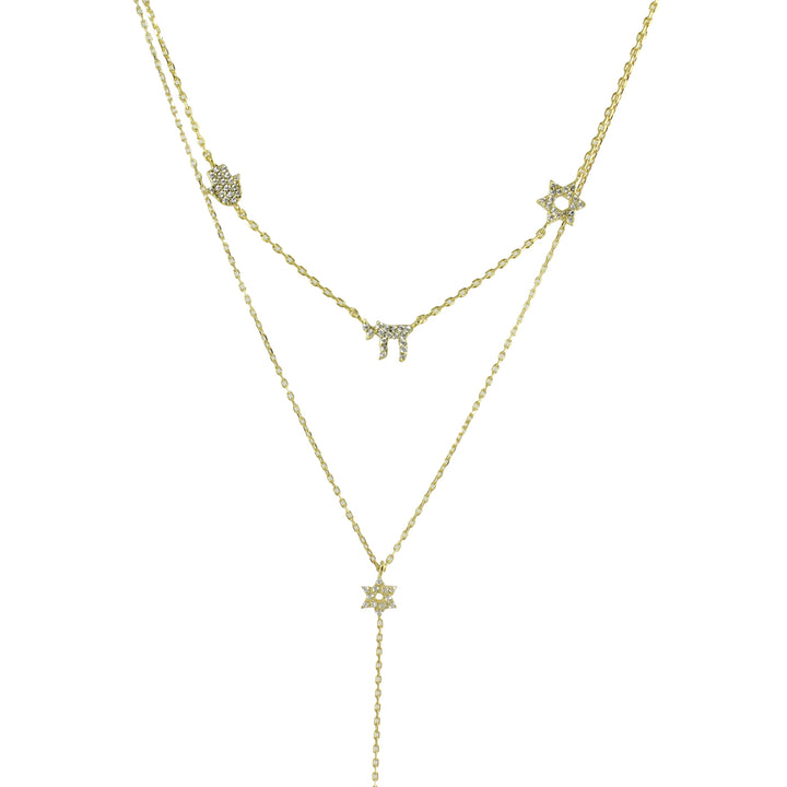 PAVÈ STAR CHAI HAMSA NECKLACE LARIAT SET