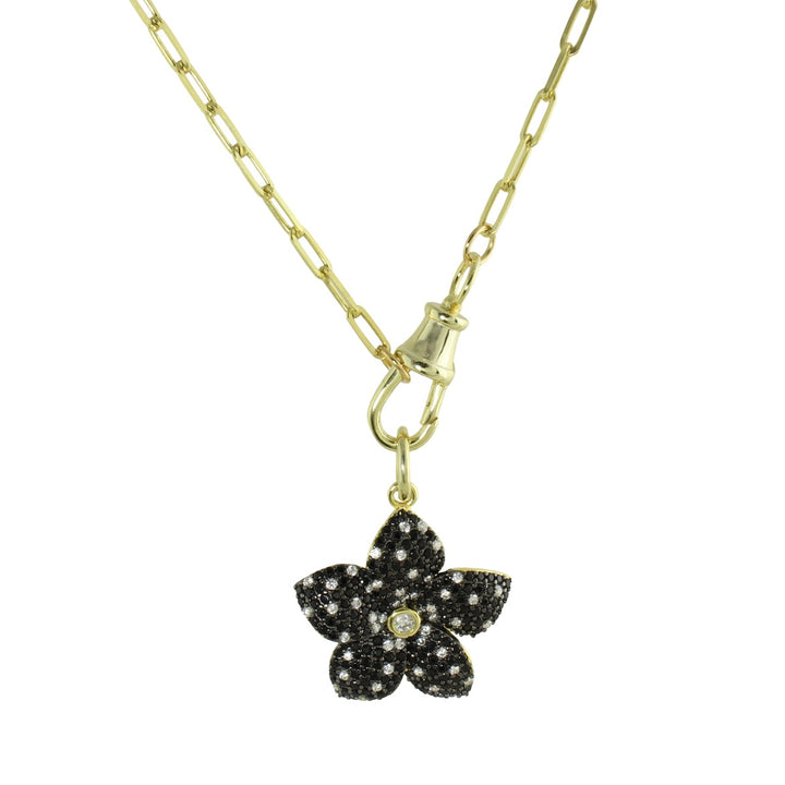 FANCY BLACK FLOWER LINK NECKLACE