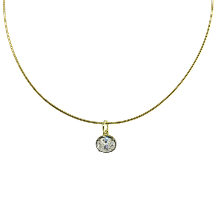 SOFT WIRE SOLITAIRE NECKLACE WITH BLACK BEZEL