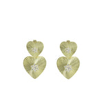 Gold fluted heart earrings