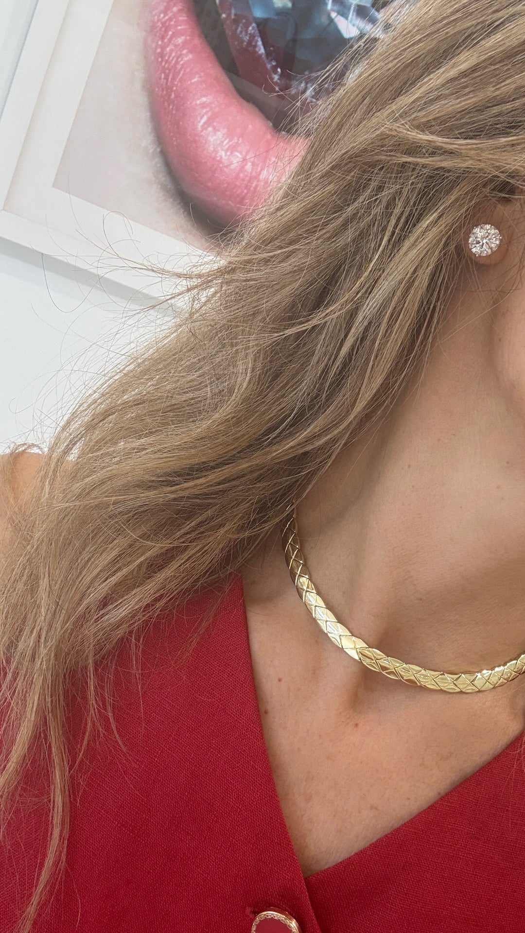 GOLD QUILTED COLLAR NECKLACE