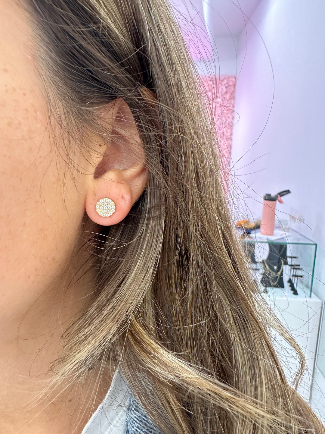 PAVÈ DISC STUD EARRINGS