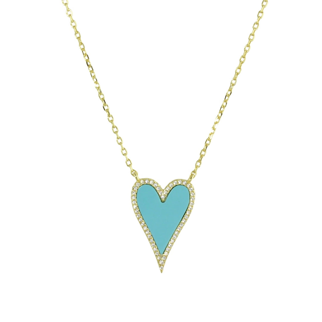 elongated turquoise heart necklace