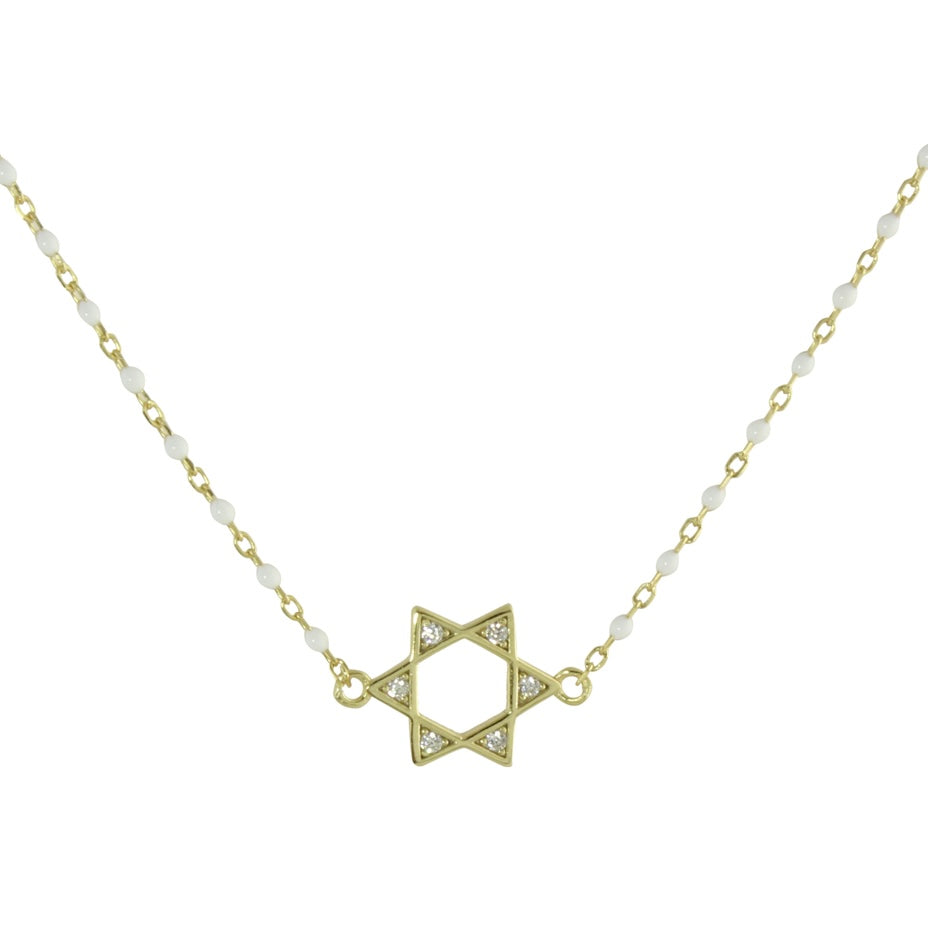 STAR OF DAVID COLOR BEAD NECKLACE